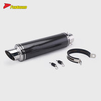 New Universal 60Mm Retro Mid Slash Cut Tip Glossy Carbon Fiber FORSOUND Exhaust Muffler Includes Muffler/Clamp Motorcycle