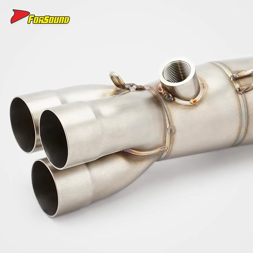 For CFMOTO 675NK 675SR Fit 2024-2025 Silvery Stainless Steel Motorcycle Full Bottom-Exit Exhaust System Deep Sound Customizable