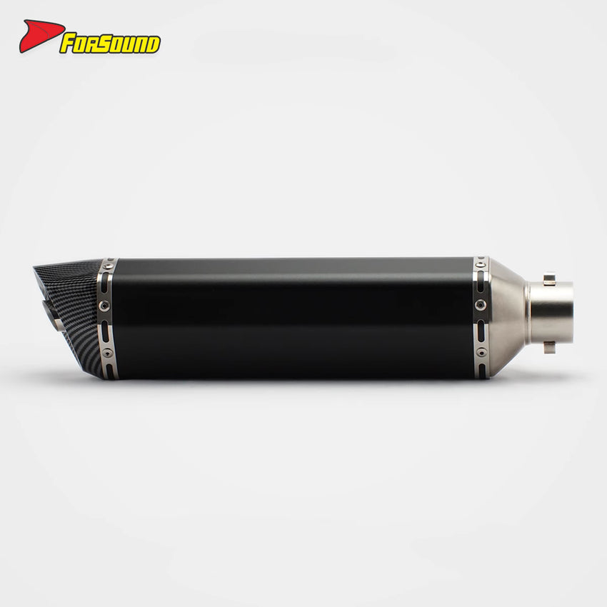 RS Original Modified Stainless Steel Exhaust Pipe Universal Black Body Lengthened with Hexagonal round Hole Tail Section 51Mm
