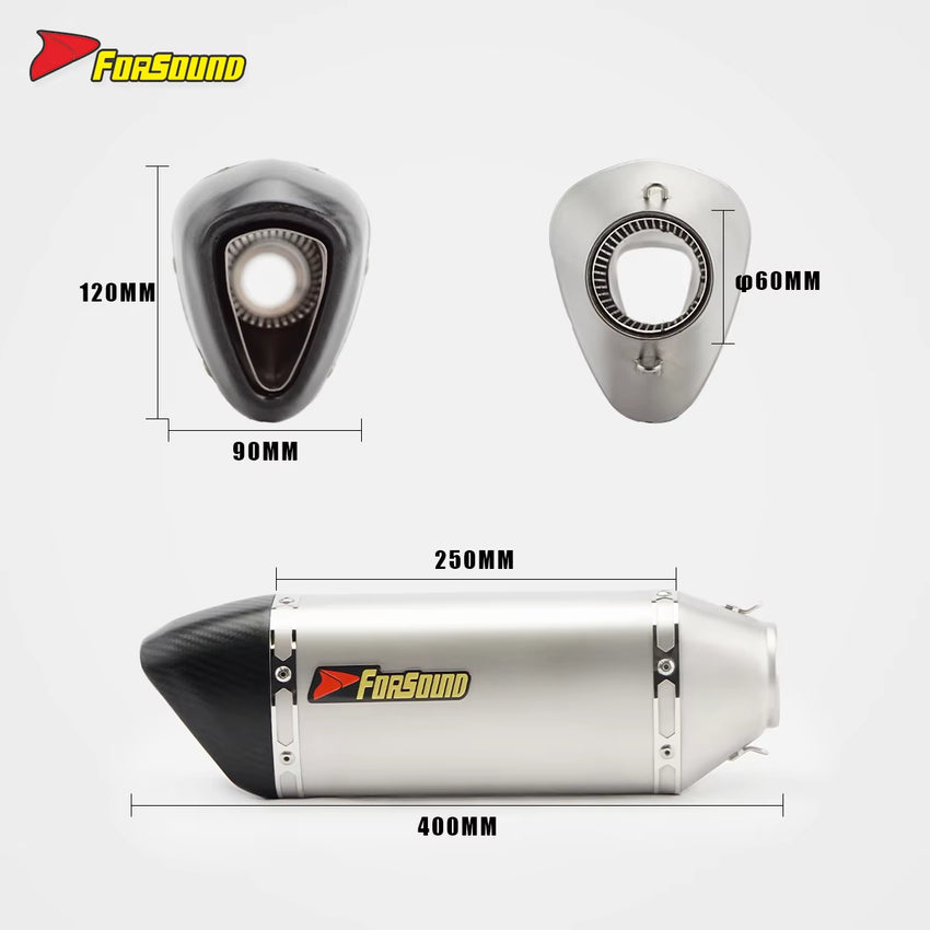 Stainless Steel 60Mm Puppy Frosted Carbon Mouth End Can Exhaust Pipe Universal Motorcycle Pipe
