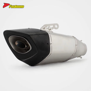 RS Universal Motorcycle Exhaust Muffler Carbon Tip 60Mm Caliber New Stainless Steel Modified Muffler for GSXR150 Z900 Z750 XJ6