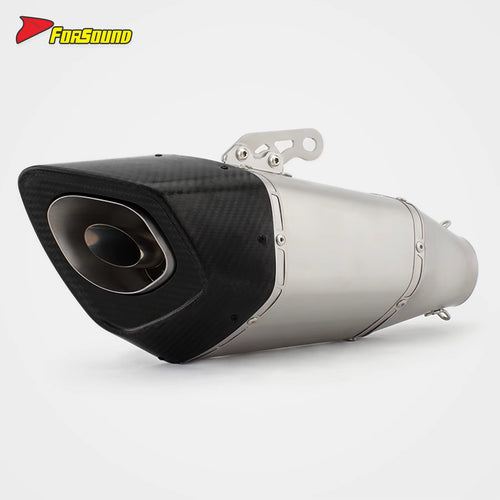 RS Universal Motorcycle Exhaust Muffler Carbon Tip 60Mm Caliber New Stainless Steel Modified Muffler for GSXR150 Z900 Z750 XJ6