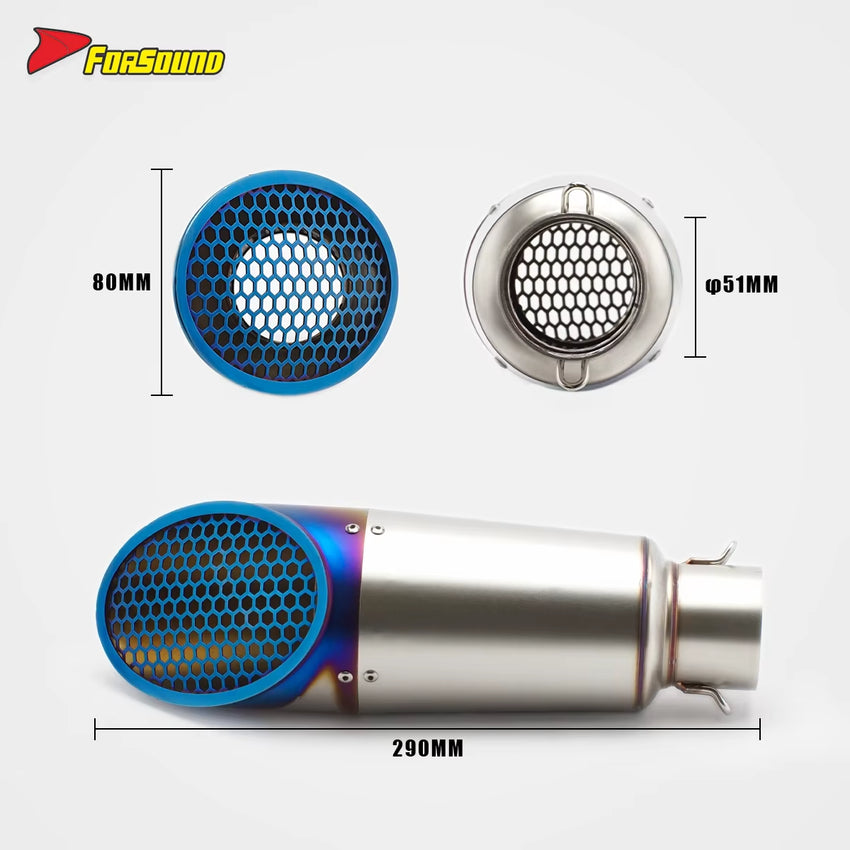 Stainless Steel 51Mm Mini Honeycomb End Can Exhaust Pipe Universal Motorcycle Pipe