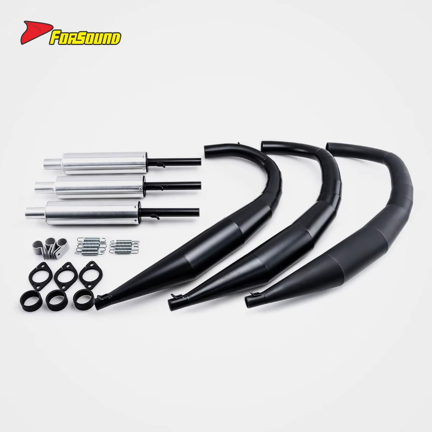 New FORSOUND KAWASAKI KH250 Retro Motorcycle 3-Into-3 Cast Iron Exhaust System Replacement High Temp Corrosion Resistance Full