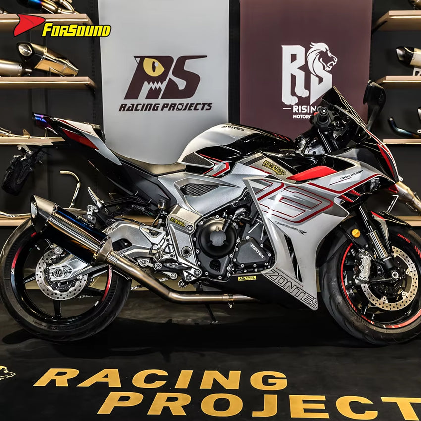 For ZONTES 703RR Fit 2023-2025 Full Straight Exhaust System Assembly High-Temperature Resistant Material Zontes 703Rr Exhaust
