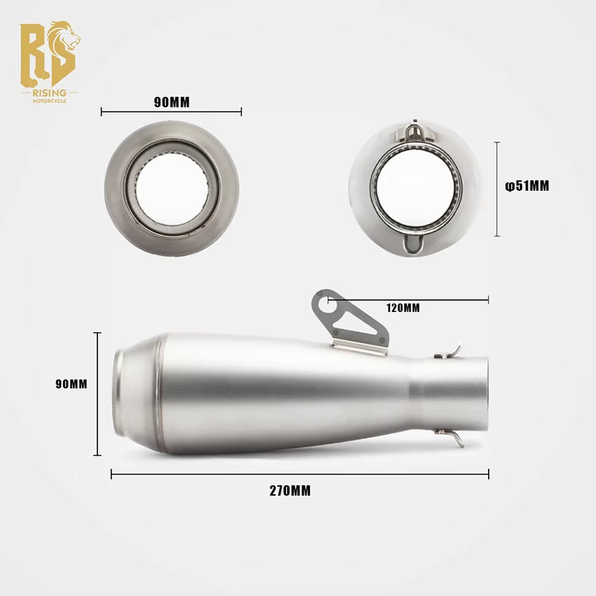 RS Locomotive Modified Exhaust Pipe Muffler Retro Torpedo Tail Section for MT-07 NINJA400 R3 Z900 Stainless Steel New Condition