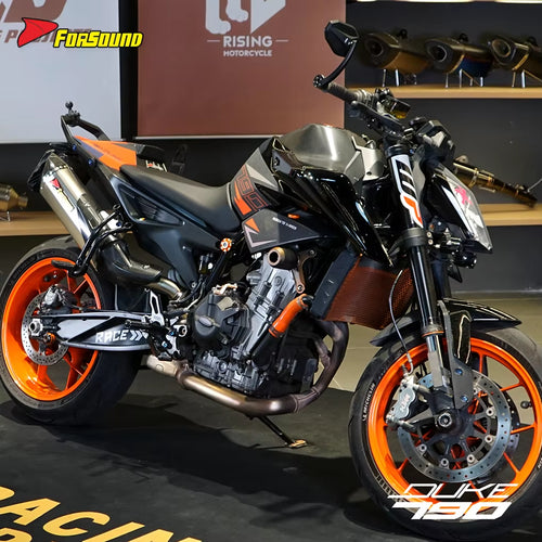 Stainless Steel Carbon Fiber Head Double Ear Mid and Tail Section Muffled Exhaust Pipe for Motorcycle for KTM Duke 790/890