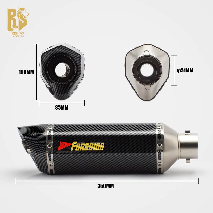 RS Locomotive Modified 51Mm Universal Carbon Fiber Exhaust Pipe Carbon Fiber Helmet Tail Section Hurricane for 302R 402R R3R6