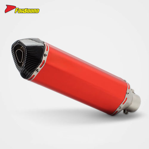 RS Original Modified Universal Stainless Steel Muffler Exhaust Pipe 51Mm Single Hole Tail Section Red Body New Condition