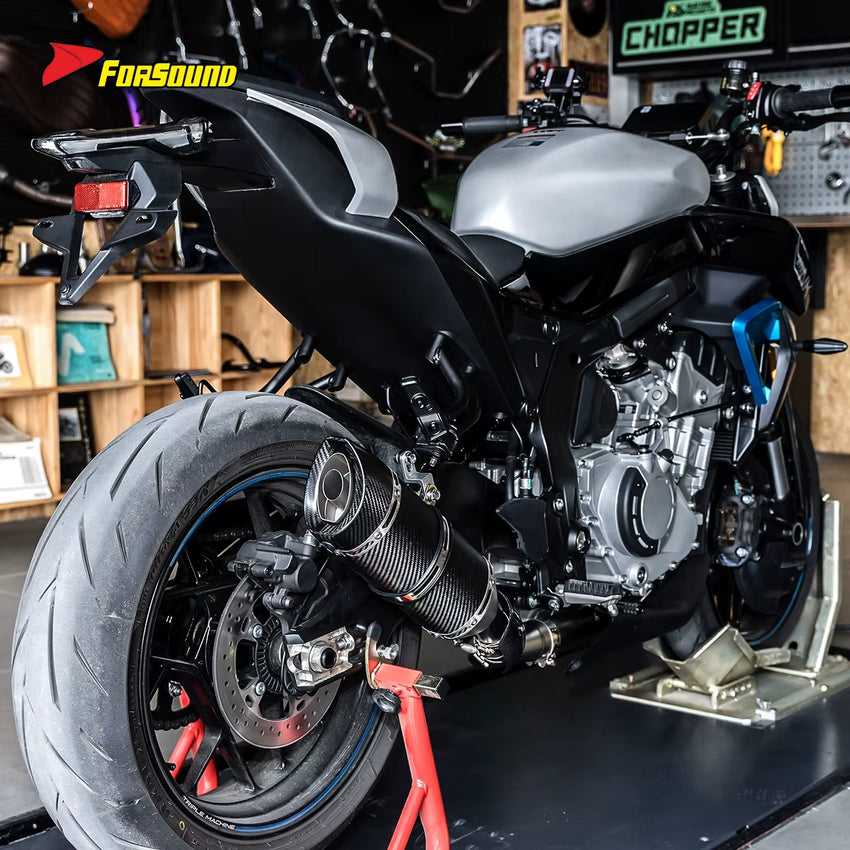 New FORSOUND 675SR Carbon Fiber Stainless Steel Full Exhaust System LV Style Matte Texture High-Temp Resistant Sportbike Racing