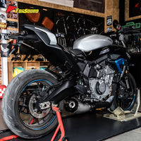 For CFMOTO 675NK 675SR Fit 2024-2025 Silvery Stainless Steel Motorcycle Full Bottom-Exit Exhaust System Deep Sound Customizable