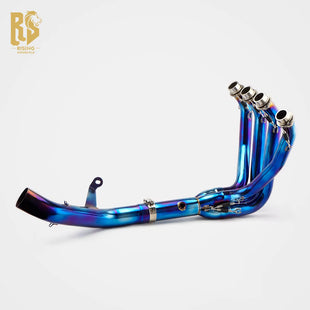RS ท่อไอเสียรถจักรยานยนต์ Foround/Sound Kawasaki Z900RS อบสีฟ้า 60 มม. ใหม่ ส่วนหน้าและกลางไทเทเนียมดัดแปลง