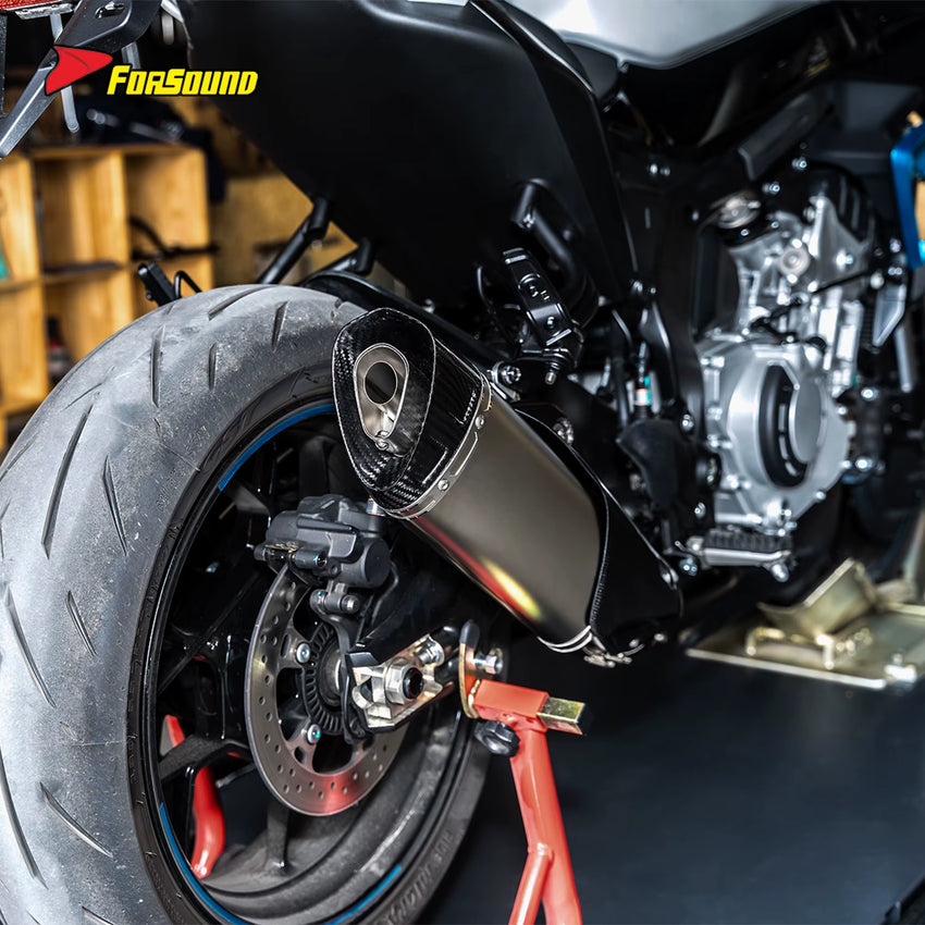 FORSOUND 675 R1-Style Heat Shield Aftermarket Stainless Steel Carbon Fiber Full Exhaust AK Model Direct Bolt-On Installation