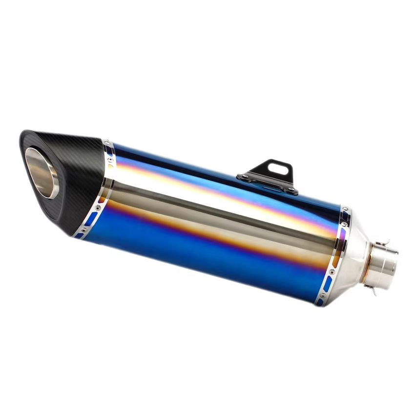Stainless Steel Carbon Fiber 60Mm R11-7 Long End Can Baked Blue Exhaust Pipe Universal Motorcycle Pipe