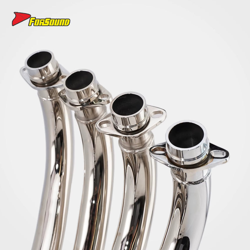 New FORSOUND KAWASAKI Z900RS Fit 17-25 Handcrafted Bent Cast Iron Full Plated One-Piece Short Pipe Retro Exhaust Silver Power
