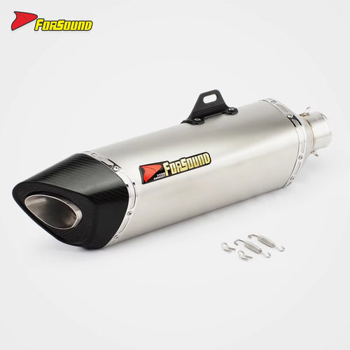 Forsound/Sound Black Carbon Fiber 60Mm R11-7 Long End Can Exhaust Pipe Universal Motorcycle New Condition