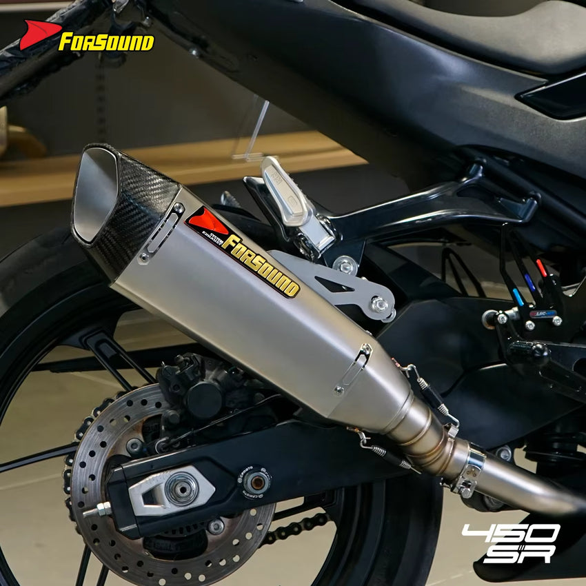 For 450SR Silver Stainless Steel Carbon Fiber Tip TSS Full System Exhaust 2022-2025 Motorcycle Replacement Supersport Riding