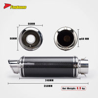 New Universal 60Mm Retro Mid Slash Cut Tip Glossy Carbon Fiber FORSOUND Exhaust Muffler Includes Muffler/Clamp Motorcycle
