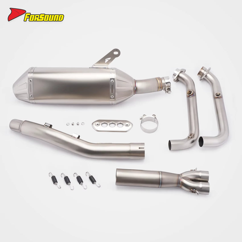 New FORSOUND for 450Mt Matte Stainless Steel Fish Mouth Full Exhaust System Deep Powerful Exhaust Note Urban Cruising OEM