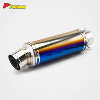Stainless Steel Carbon Fiber 60Mm Yoshimura-Style Blue Finish Exhaust Pipe Universal Motorcycle Pipe
