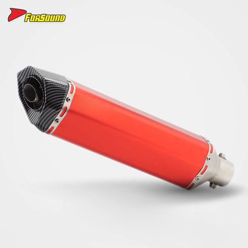 New Forsound RS Original Modified Universal Stainless Steel Muffler 51Mm Red Body Lengthened Hexagonal Hole Motorcycle Exhaust