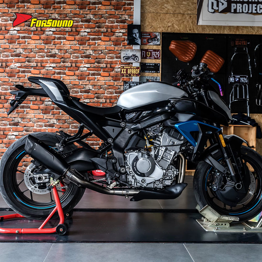 For 675SR Carbon Fiber Stainless Steel Full Side-Exit Exhaust Precision Welding Sportbike Racing Replacement 2024-2025 Model