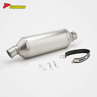 RS ท่อไอเสียสเตนเลสสตีลอเนกประสงค์สำหรับรถจักรยานยนต์ขนาด 51 มม. สำหรับ Honda R3 R15 MT07 PCX XMAX FZ6 Ninja400
