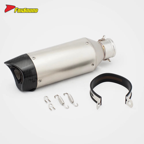 RS Original Universal Modified Exhaust Pipe for Motorcycle Stainless Steel Frosted Carbon Fiber Baked Blue Tail 51MM Caliber