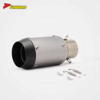 Stainless Steel Carbon Fiber 51Mm Mini GP End Can Silver Black Cover Exhaust Pipe Universal Motorcycle Pipe