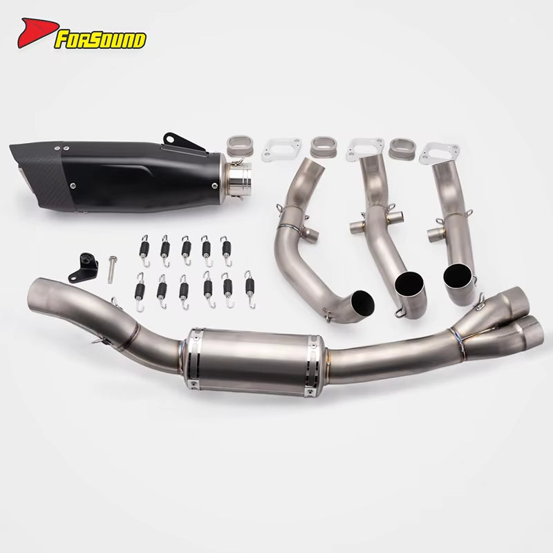 For Triumph Trident660 2021-2024 Pioneer Black Titanium Exhaust Pipe Stainless Steel Full Exhaust System Compatible Rear OEM