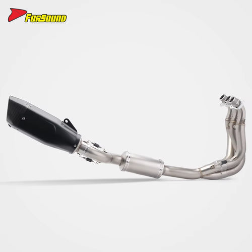 New for Trident660 2021-2024 Right Blade Carbon Fiber Exhaust System Black Body Full Stainless Steel Retrofit/Upgrade Mouth