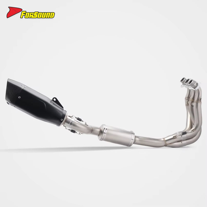 New for Trident660 2021-2024 Right Blade Carbon Fiber Exhaust System Black Body Full Stainless Steel Retrofit/Upgrade Mouth