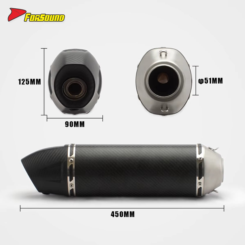 Carbon Fiber 51Mm End Can Exhaust Pipe for Universal Motorcycle Pipe