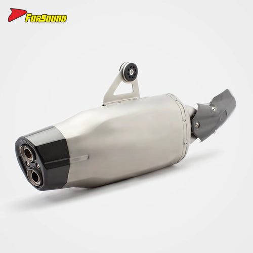 New FORSOUND R1200GS Black/Silver Street/Off-Road SS Slip-On Exhaust Chicken Leg-Style Carbon Fiber Tail Tip