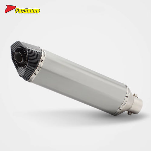 RS Original Modified Stainless Steel Exhaust Pipe Universal Silver Body with Lengthened Hexagonal round Hole Tail Section 51Mm