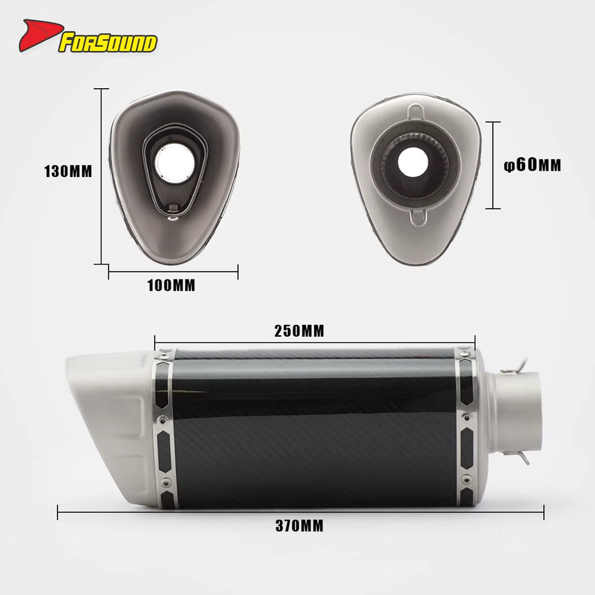 RS Original Universal Modified Motorcycle Exhaust Pipe K10 Carbon Fiber Titanium Alloy Tail Section 60Mm Caliber New Condition