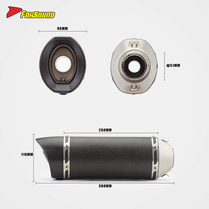 Stainless Steel Carbon Fiber 51Mm Motorcycle Exhaust System for Yamaha R3 Full Exhaust ODM&OEM