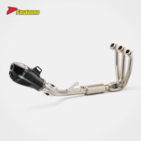 New FORSOUND 675SR Carbon Fiber Stainless Steel Double-Hole Full Exhaust System Deep Triple-Cylinder Sound Sportbike Racing Fit