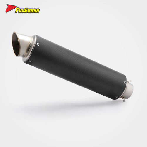 New Universal 60Mm Glossy Mid Slash Tail Pipe Matte Carbon Fiber Stainless Steel Right Side FORSOUND Exhaust Fit 125-800Cc Retro