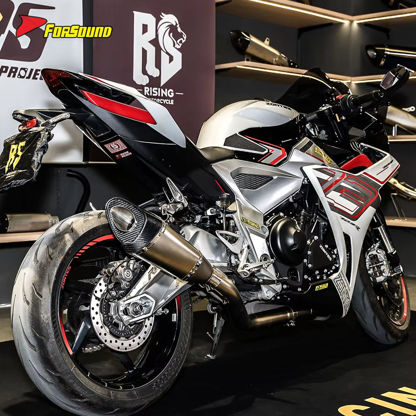 For ZONTES 703RR 2023+ 4-Into-1 Header Side Full-System R11 Style Zontes 703Rr Exhaust Supersport Track Racing High-Flow Design
