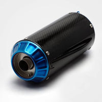 RS Original Universal Modified Motorcycle Exhaust Pipe Stainless Steel Carbon Fiber Blue Mouth Embossed Barrel Tail Section New