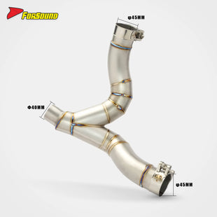 ท่อไอเสียกลาง (Mid-Pipe) ไทเทเนียมอัลลอยด์ สำหรับ Ducati Monster 950 ปี 2021-ปัจจุบัน เกรดประสิทธิภาพ FORSOUND ดีไซน์น้ำหนักเบา มาตรฐาน OEM