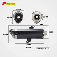 For Forza 350 Exhaust System-Large Hexagonal Straight Body Full System Stainless Steel Carbon Fiber Tip Replacement for Deep