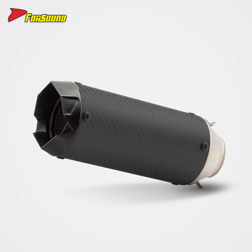 RS Original 703RR ท่อไอเสียรถจักรยานยนต์คาร์บอนไฟเบอร์นูนดัดแปลง ท้ายท่อปากดำสเตนเลส 675NK ปลาย 51 มม.
