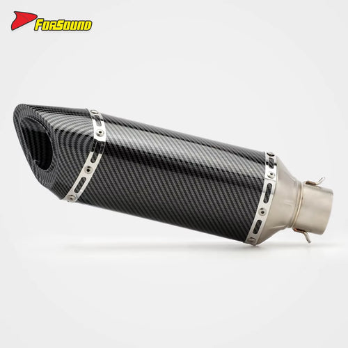 RS ท่อไอเสียรถจักรยานยนต์ดัดแปลงสากลขนาด 51 มม. สำหรับ Ninja250 วัสดุคาร์บอนไฟเบอร์สแตนเลส