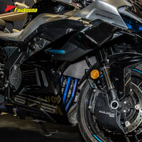 For CFMOTO 675SR 675NK Fit 2024-2025 Roasted Blue Titanium Alloy Motorcycle Carbon Bottom-Exit Exhaust System Customizable OEM