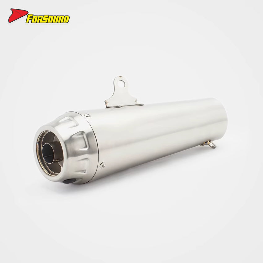 New Forsound Universal 51Mm Diameter Silver Stainless Steel Ar-Style Slip Exhaust Tip Aftermarket Motorcycle Exhaust System