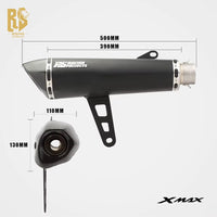 FOR Yamaha XMAX Exhaust 2017-2025 XMAX 300 250 Extended Slant Hexagon round Hole Full Exhaust System Stainless Steel