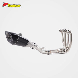 Exquisite and Heat Resistant Silvery White Stainless Steel Carbon Fiber Motorcycle Full Exhaust System for KAWASAKI ZX-6R ZX-4R