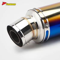 Stainless Steel Carbon Fiber 60Mm Yoshimura-Style Blue Finish Exhaust Pipe Universal Motorcycle Pipe